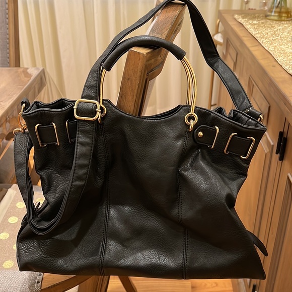 JustFab - Black Top Handle/Messenger Bag - Picture 3 of 4